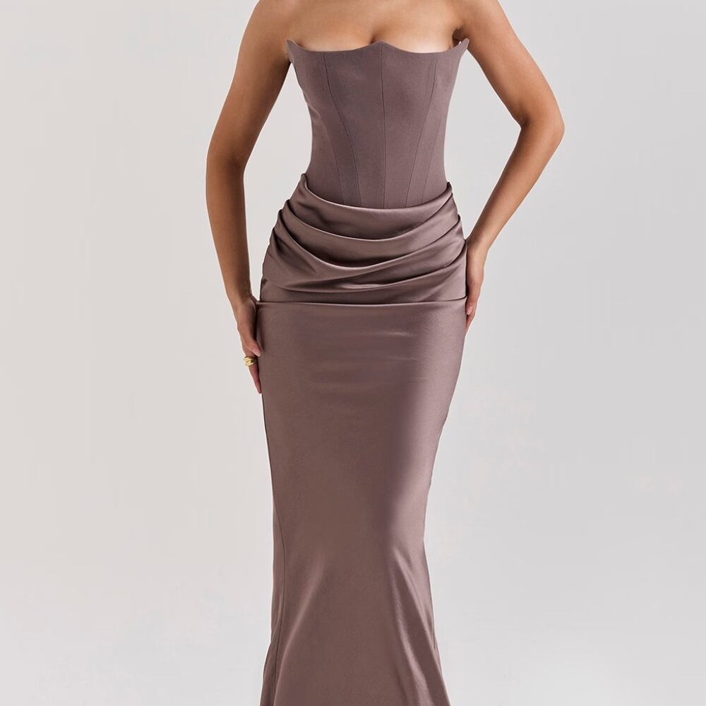 House of CB Persephone Strapless Corset Dress | Smoke